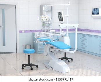 3D rendering modern dentist's office in light colors - Powered by Shutterstock