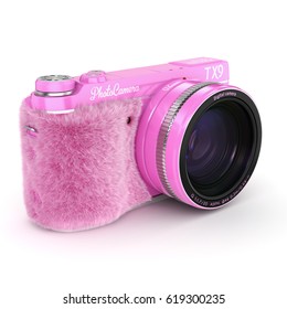 3d rendering modern digital camera on a white background