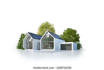 3d rendering of a modern duplex house isolated