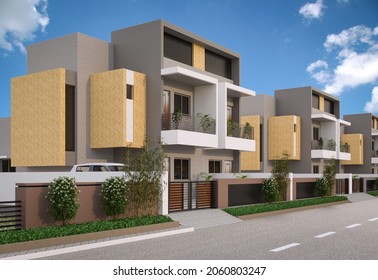 3d Rendering Of A Modern Duplex House