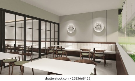 3D Rendering of Modern and Exquisite Restaurant Interior Design