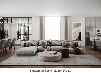 3d rendering modern house interior design
