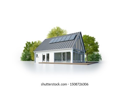 3d Rendering Of A Modern House Isolated