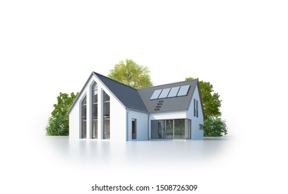 3d Rendering Of A Modern House Isolated