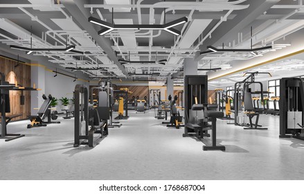 3d rendering modern loft gym and fitness 