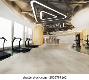 3d rendering modern loft gym and fitness 