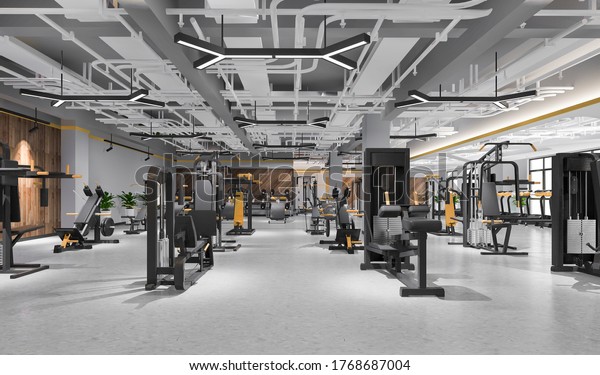 3d rendering\
modern loft gym and fitness\
