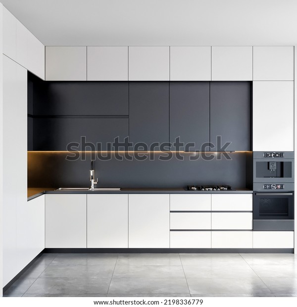 3d Rendering Modern Luxury Kitchen Interior Stock Illustration ...