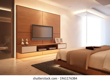 3D Rendering of Modern and Luxury Master Bedroom Interior Design