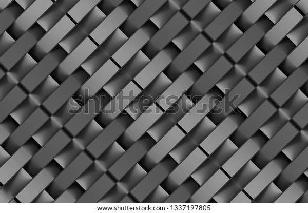 3d rendering. modern metal dark rectangle zip shape pattern wall design vintage background.