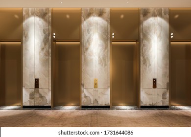 3d Rendering Modern Steel Elevator Lift Lobby In Business Hotel With Luxury Design Near Corridor