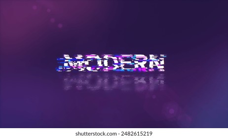 3D rendering Modern text with screen effects of technological failures. Spectacular screen glitch with various kinds of interference