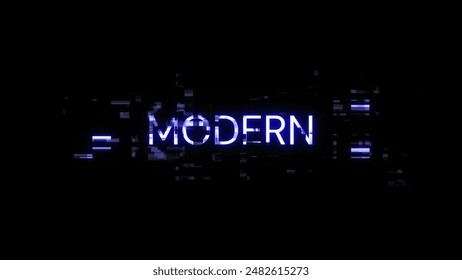 3D rendering Modern text with screen effects of technological failures. Spectacular screen glitch with various kinds of interference