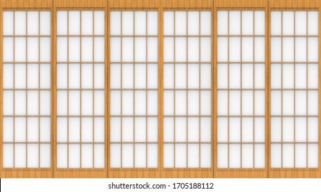 3d rendering. modern traditional Japanese style sliding paper wood door wall background.