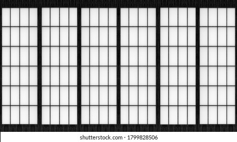 3d rendering. modern traditional Japanese style sliding paper door wall background.