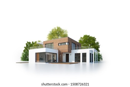 3d rendering of a modern villa isolated