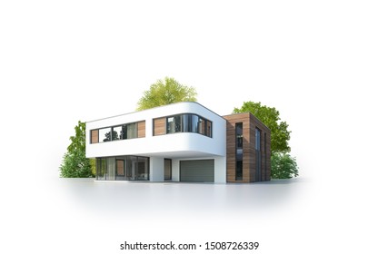 3d Rendering Of A Modern Villa Isolated