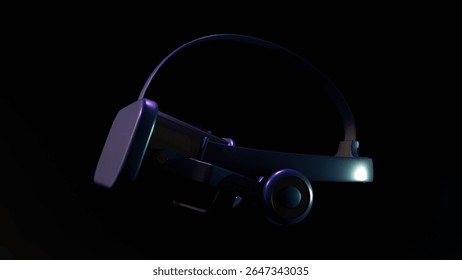 A 3d rendering of modern Virtual Reality or VR headset. The advanced technology and immersive experience, ready for virtual gaming or other digital explorations.