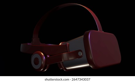 A 3d rendering of modern Virtual Reality or VR headset. The advanced technology and immersive experience, ready for virtual gaming or other digital explorations.