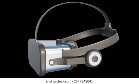 A 3d rendering of modern Virtual Reality or VR headset. The advanced technology and immersive experience, ready for virtual gaming or other digital explorations.