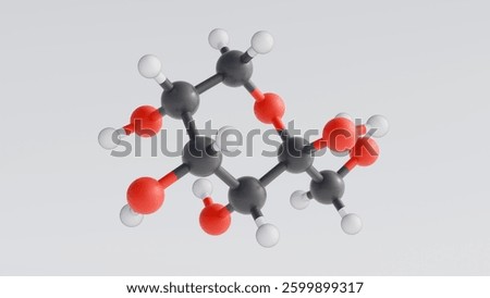 3d rendering of molecular structure of Allulose, also known as D-psicose, 