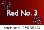 3d rendering of molecular structure of Red No. 3, a synthetic food dye commonly used to impart a bright red color to various food and beverage products.