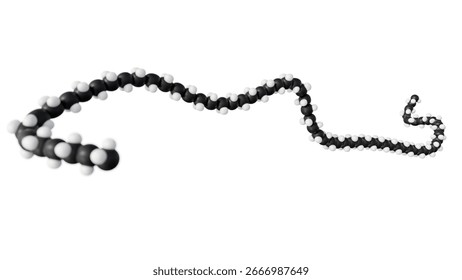 A 3d rendering of molecule of polyethylene glycol (PEG). a synthetic polymer with many uses, from medicine to manufacturing. 