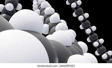 A 3d rendering of molecule of polyethylene glycol (PEG). a synthetic polymer with many uses, from medicine to manufacturing. 