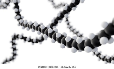 A 3d rendering of molecule of polyethylene glycol (PEG). a synthetic polymer with many uses, from medicine to manufacturing. 