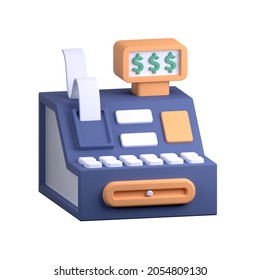 3D Rendering Money Cash Register 