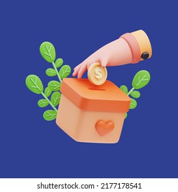 3d rendering of money donation hand icon illustration, charity day - Powered by Shutterstock