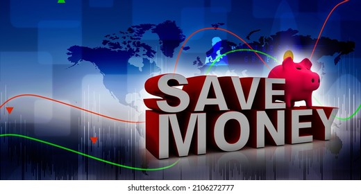 3d rendering money saving concept