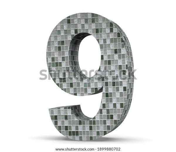 3d Rendering Mosaic Number 9 Nine Stock Illustration 1899880702