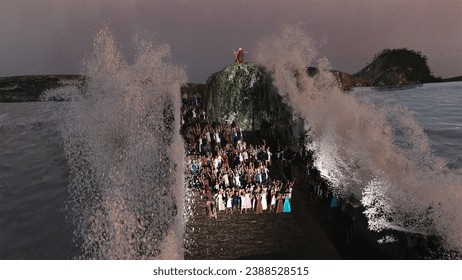 3D Rendering of Moses Parting The Red Sea