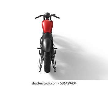 3D Rendering, A Motorcycle On A White Background, Top View