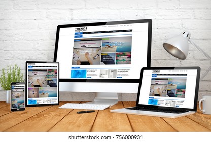 3d rendering with multidevices with emagazine responsive design website