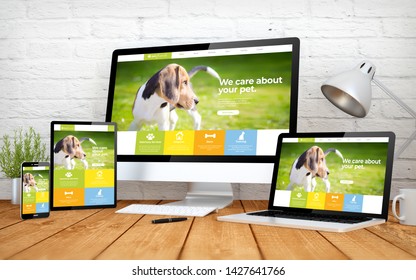 3d rendering with multidevices with pet responsive design website