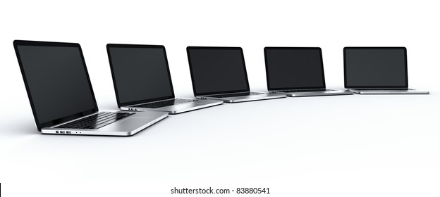 3d Rendering Of Multiple Laptops