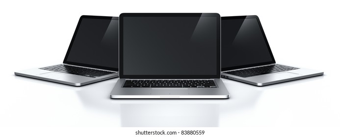 3d Rendering Of Multiple Laptops