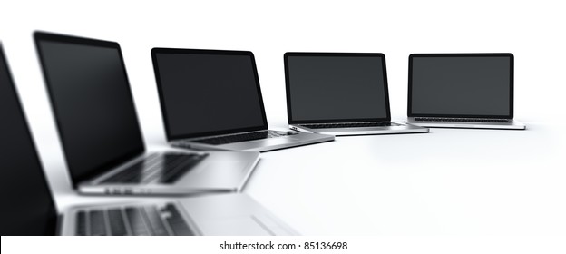 3d Rendering Of Multiple Laptops