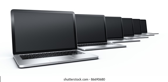 3d Rendering Of Multiple Laptops