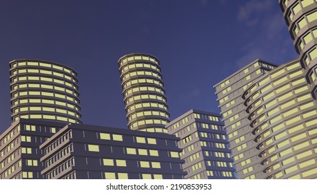 3d rendering of multi-story residential building (sky view) (illustration)