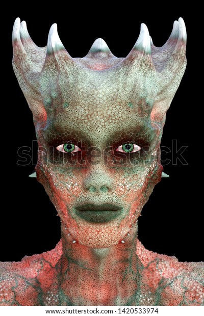 3d Rendering Mystical Alien Woman Portrait Stock Illustration 1420533974 