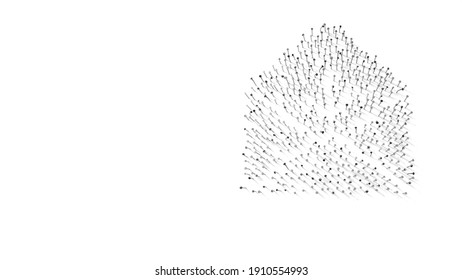 3d Rendering Of Nails In Shape Of Symbol Of Paper Open Envelope With Down Arrow With Shadows Isolated On White Background