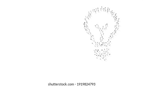 3d rendering of nails in shape of symbol of bulb with shadows isolated on white background