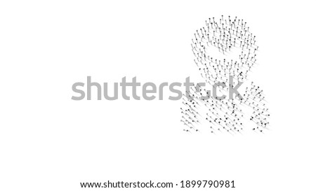 3d rendering of nails in shape of symbol of alien head eyes with shadows isolated on white background