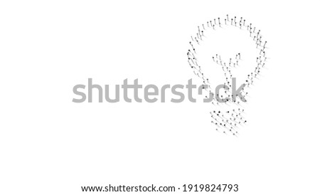 3d rendering of nails in shape of symbol of bulb with shadows isolated on white background