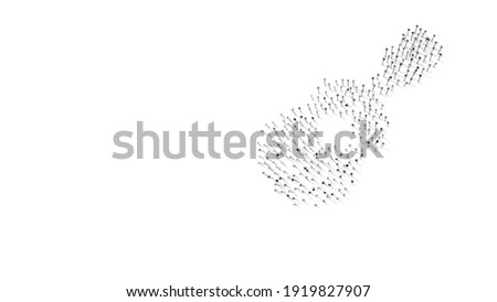 3d rendering of nails in shape of symbol of guitar instrument with shadows isolated on white background