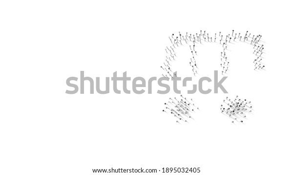 3d rendering of\
nails in shape of symbol of little public bus with shadows isolated\
on white background
