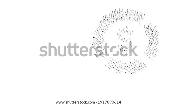 3d\
rendering of nails in shape of symbol of pie chart with dollar\
symbol with shadows isolated on white\
background